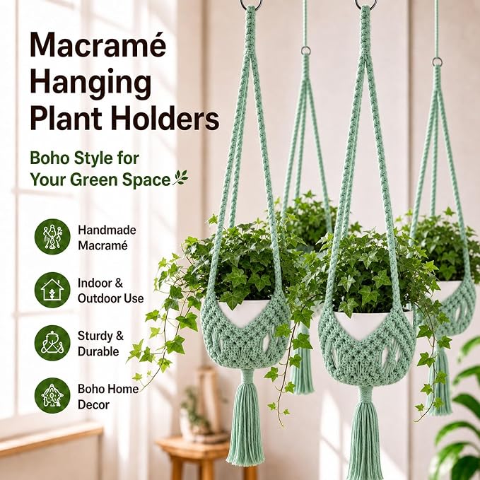Shappy 1 Pack Boho Macrame Plant Hanger - Image 5