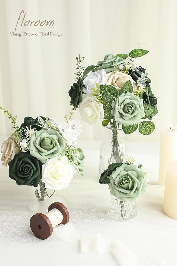 Artificial Flowers 25pcs Real Looking Beige Foam Fake Roses - Image 5