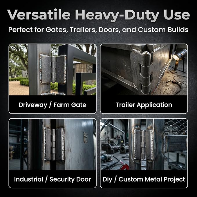 Heavy Duty Gate Hinges 4" x 4", 2 Pairs Weldable Hinges | 5/32" Thick Steel - Image 6