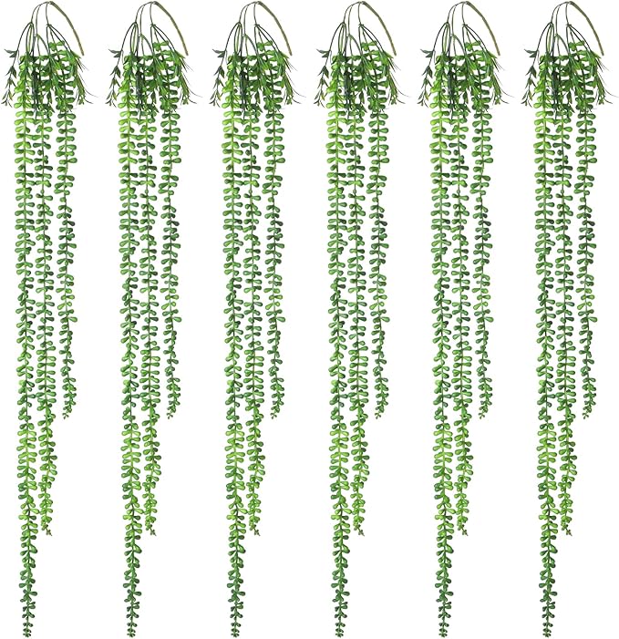 6 Pack Fake Plants Artificial Wall Hanging Succulents Plant | Boho Hanging by Hobyhoon