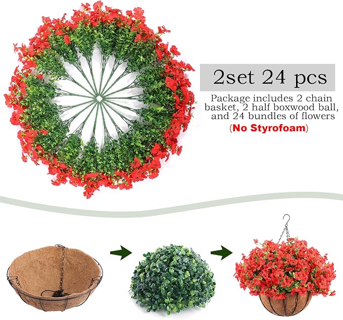 Hananona 24 Pcs Artficial Outdoor Flowers - Image 5