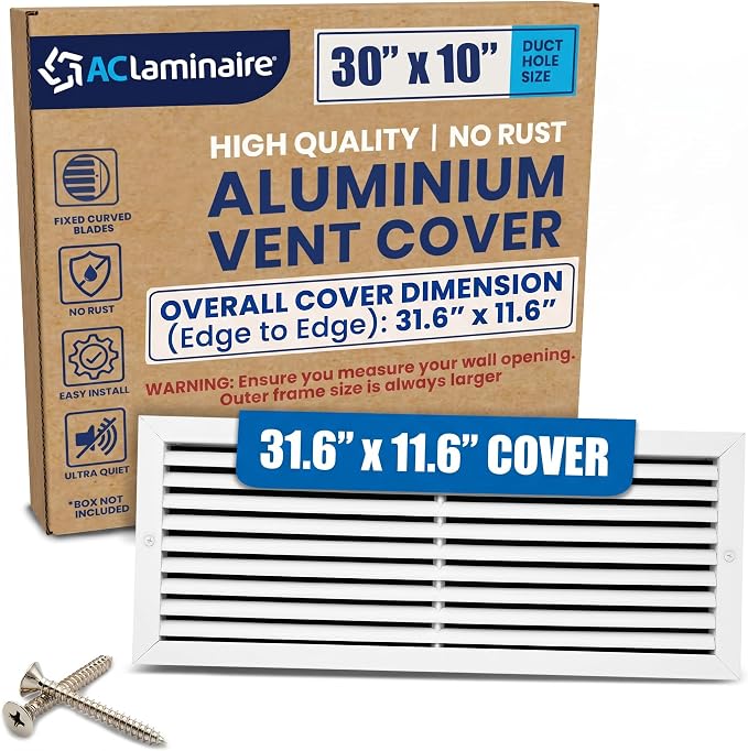 30x10 Aluminum Wall Ceiling Air Return Vent Cover HVAC Rustproof Grille by ACLAMINAIRE