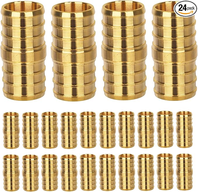24 Pack 1/2" Pex Coupling, Pex Fittings, Heavy-Duty Brass Crimp Fittings by KAINGA