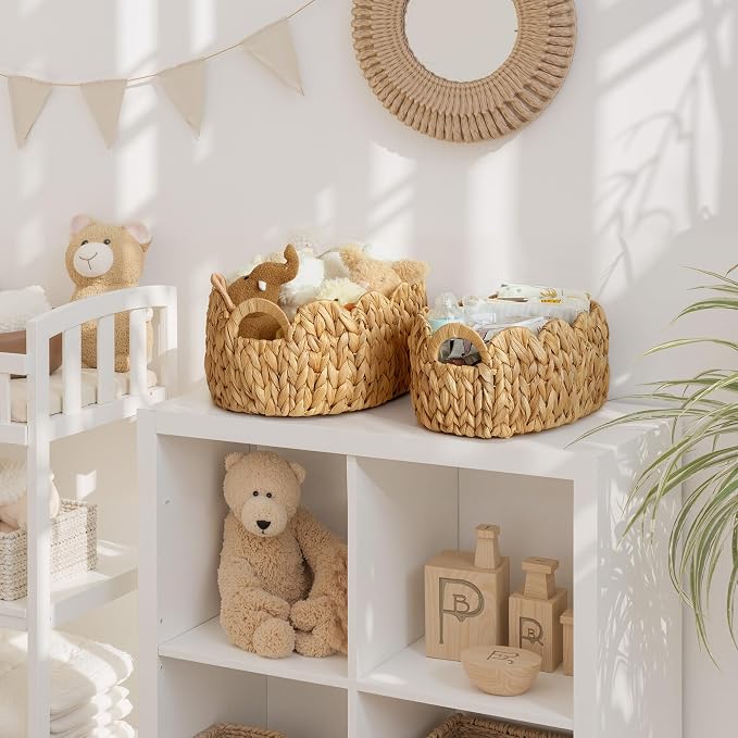 StorageWorks Scalloped Wicker Basket, Woven Baskets - Image 2
