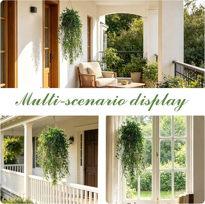 4Pcs Fake Hanging Fern Plants for Outdoors, UV Resistant Artificial Ferns - Image 2