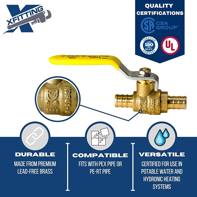 10 Pack XFITTING 1/2" Pex Ball Valve, Pex B Crimp - Image 5