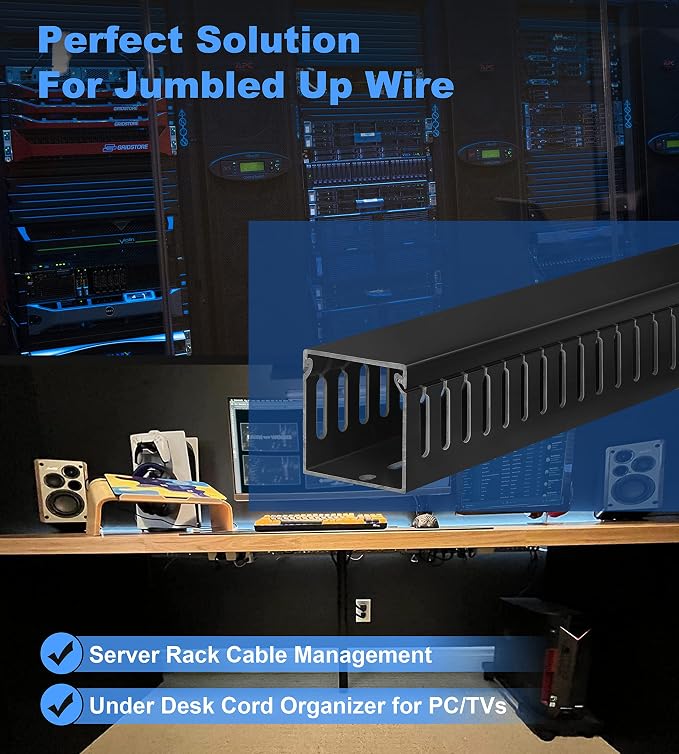 ZhiYo 2"H x 2"W Cable Raceway, 6ft Under Desk Wire Management Channel Black | - Image 4