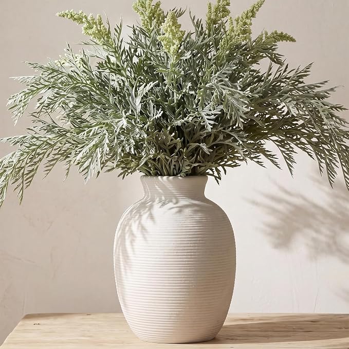 White Ceramic Vase for Flowers, 8in Waterproof Pottery Ceramic Vases | Flower - Image 9