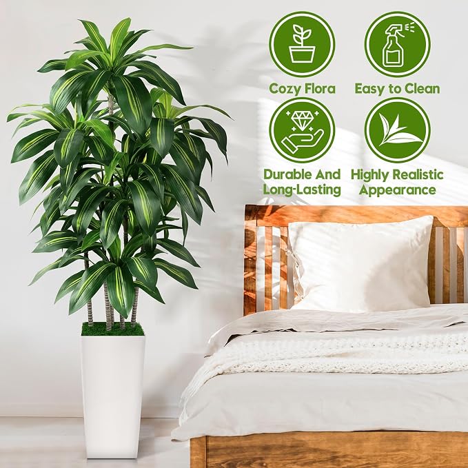 Artificial Dracaena Tree Indoor, 5FT Tall Fake Tree - Image 6