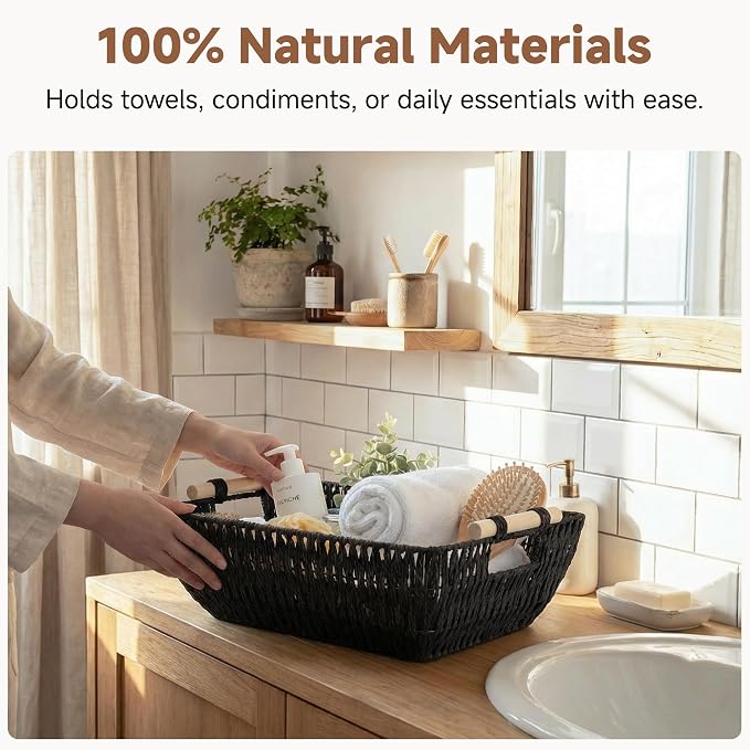 StorageWorks Large Wicker Storage Basket, Paper Rope Storage Baskets, Baskets - Image 4