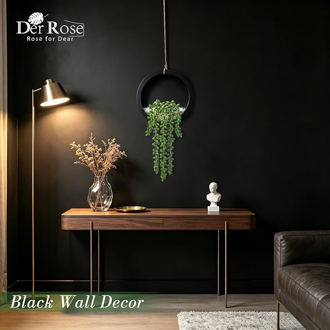 Der Rose 2 Pack 16" Artificial Hanging Plants in Black Pots - Image 5