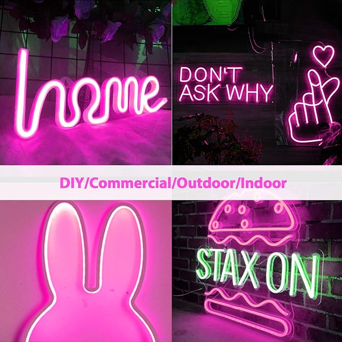 Lamomo LED Neon Flex, 16.4ft/5m Pink Neon Light Strip, 12V Flexible Waterproof - Image 4