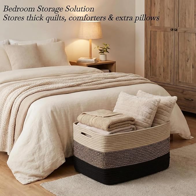Optish 95L Large Woven Blanket Basket, Storage Basket - Image 7