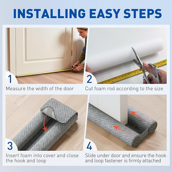 MAGZO Premium Velour Under Door Draft Stopper 30"Adjustable Door Gap Filler | - Image 7