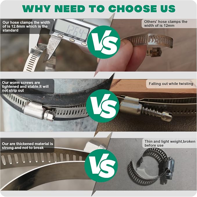 OURU 12 Inch Hose Clamps, Adjustable 11-1/2"-12-1/4", Rust Resistant, Large - Image 4