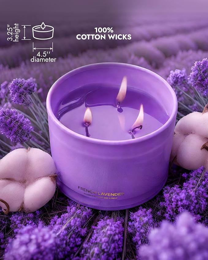 Luxury Lavender Soy Candle | Large 3 Wick Jar Candle | Up to 50 Hours Burning - Image 5