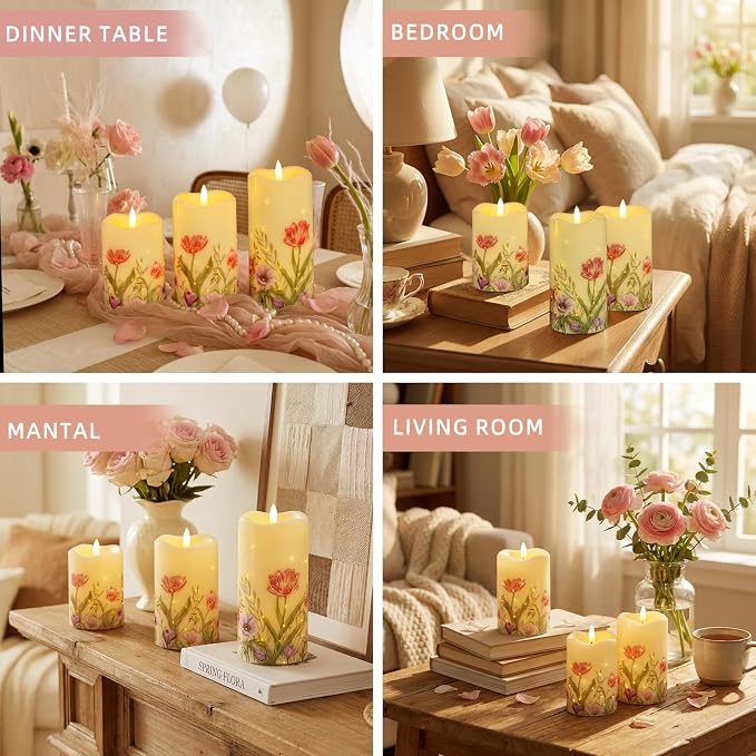 Flameless Candles, Battery Operated Floral Candles - Image 9