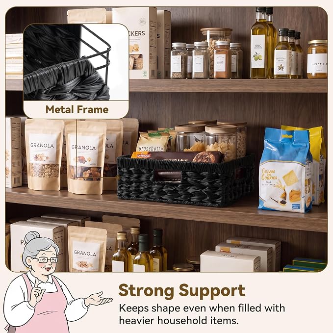 GRANNY SAYS Wicker Baskets for Organizing, Waterproof Black Basket, Woven - Image 2