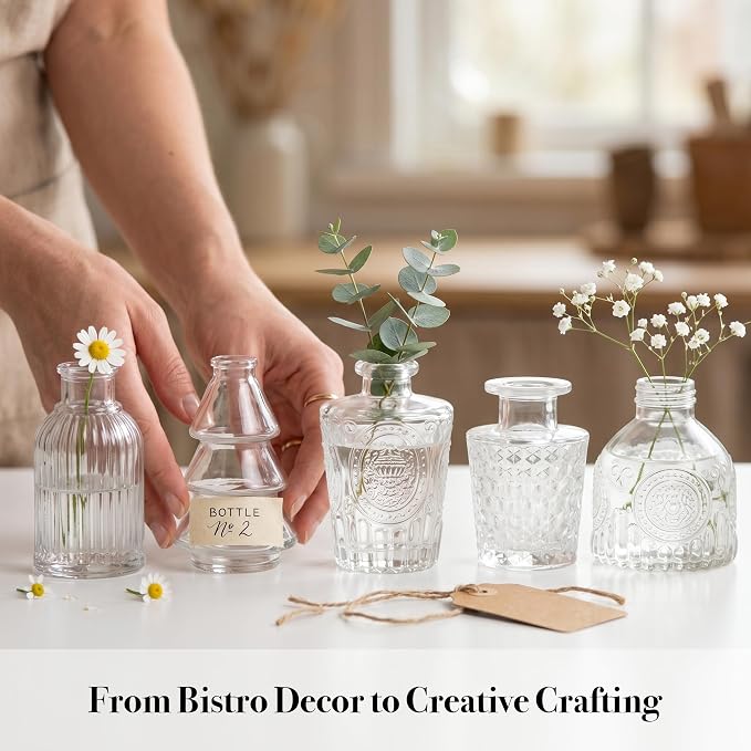 32 Pcs Clear Glass Bud Vases in Bulk, Small Vintage Bud Vase Set - Image 3