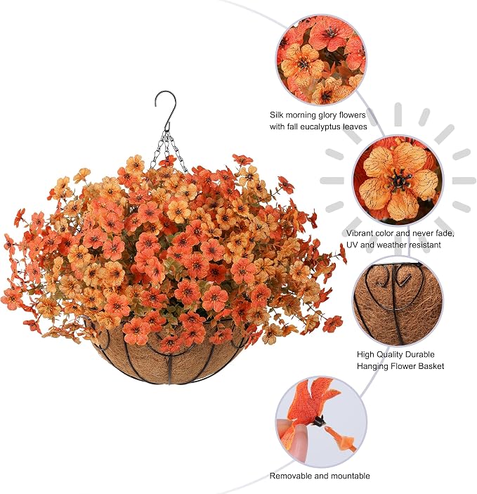Artificial Flowers with Hanging Basket Planter - Image 2