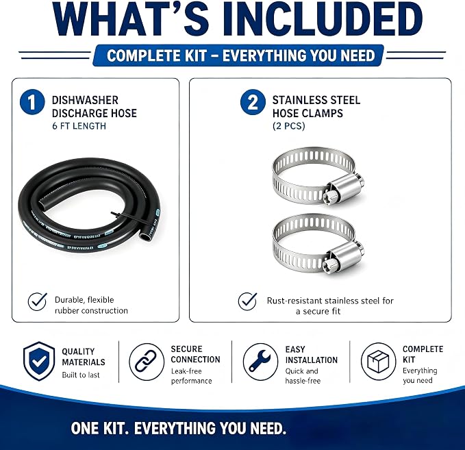 Dishwasher Drain Hose Replacement 6FT, 7/8 Inch ID Rubber Hose - Image 7