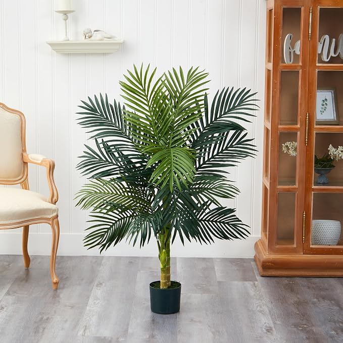 Nearly Natural 4 ft Artificial Golden Cane Palm Tree - Image 10