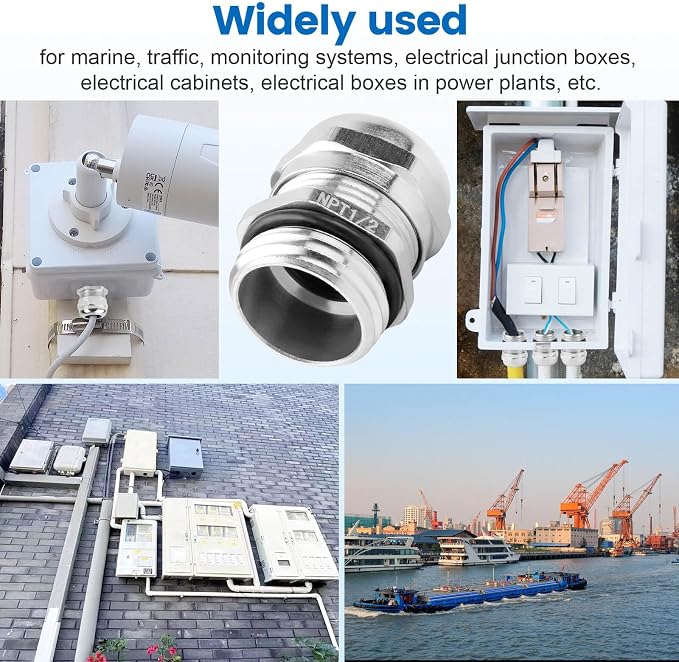 4 Pcs 1/2" NPT Nickel-Plated Copper Cable Gland | IP68 Waterproof, Metal Strain - Image 7