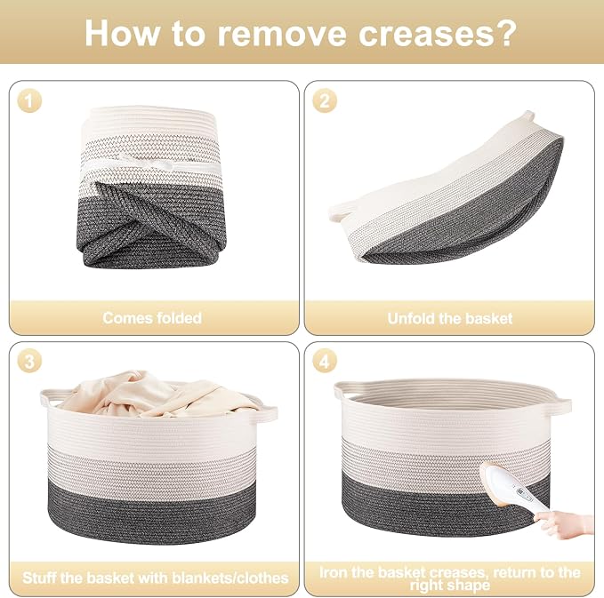 OIAHOMY 90L Extra Large Blanket Basket - Image 7