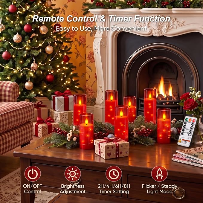 Raycare 7 Pack Flameless Battery Operated Pillar Candles - Image 3