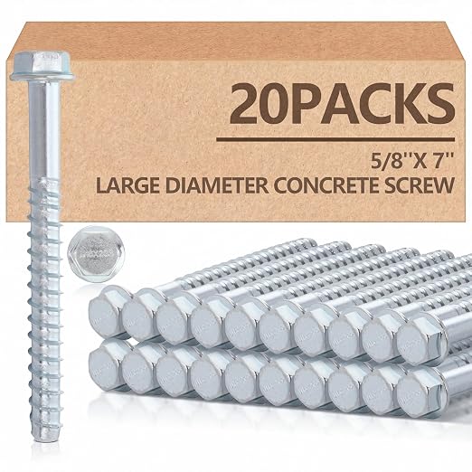Tandefio 20 Pack 5/8 x 7 Concrete Anchors and Screw Kits Galvanized | Large by Tandefio