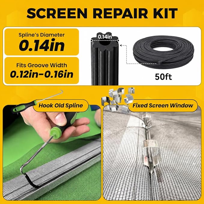 King&Charles Window Screen Replacement, 6in1 Window Screen Door Repair Kit | - Image 6