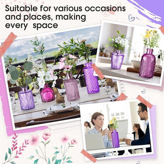 Yaomiao 30 Pcs Glass Bud Vases Centerpieces, Mini Colored Flower Vase - Image 3