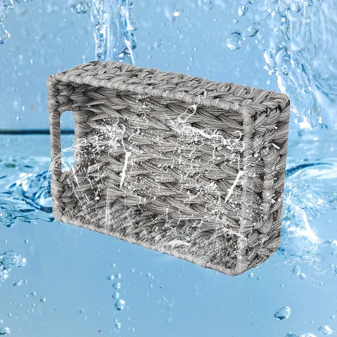 GRANNY SAYS Wicker Baskets for Storage, Waterproof Gray Baskets, Plastic - Image 3