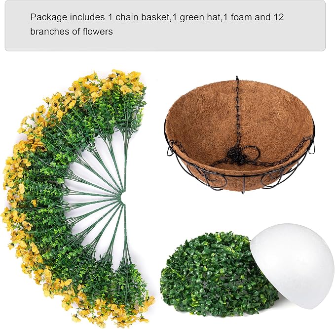 Artificial Fake Fall Hanging Mums Plants Flowers Basket - Image 2