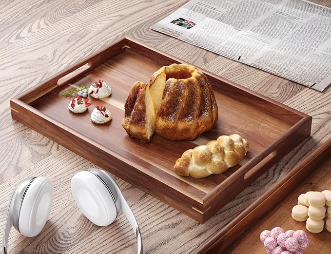 Fibogollo Set of 2 Acacia Wood Serving Tray - Image 4