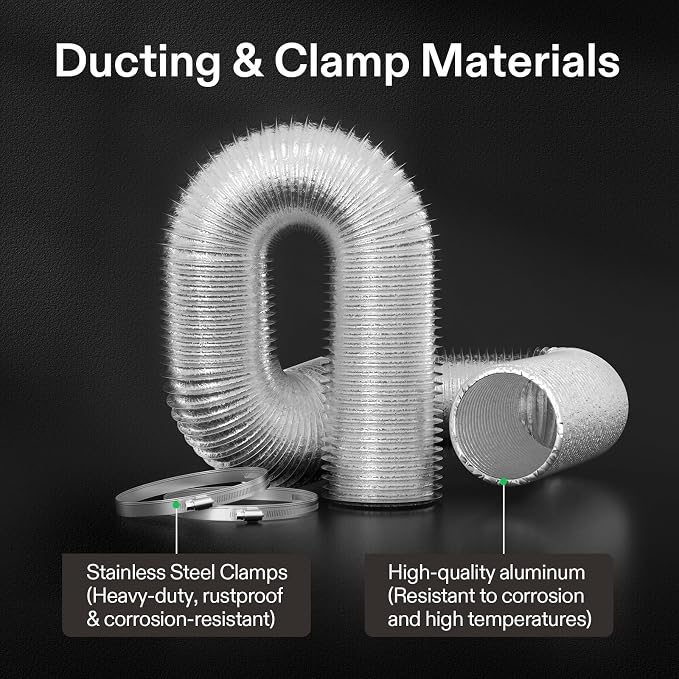 VIVOSUN 6 Inch 16 Feet Flex Air Aluminum Ducting, Flexible Dryer Vent Hose - Image 4