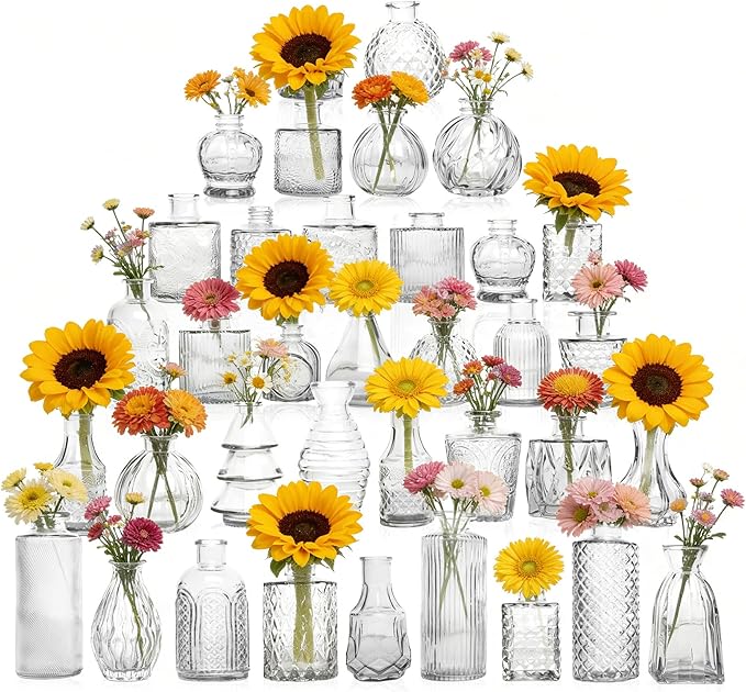 Petal Petite Small Clear Glass Bud Vase Set of 36 by Unknown