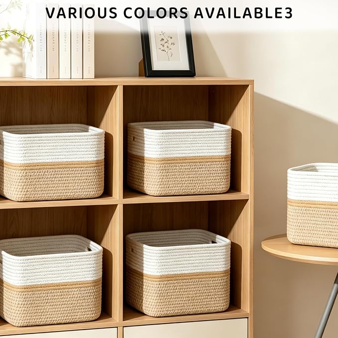 4 Pack Storage Baskets for Organizing, and Clothes, Cotton Rope Basket for - Image 4