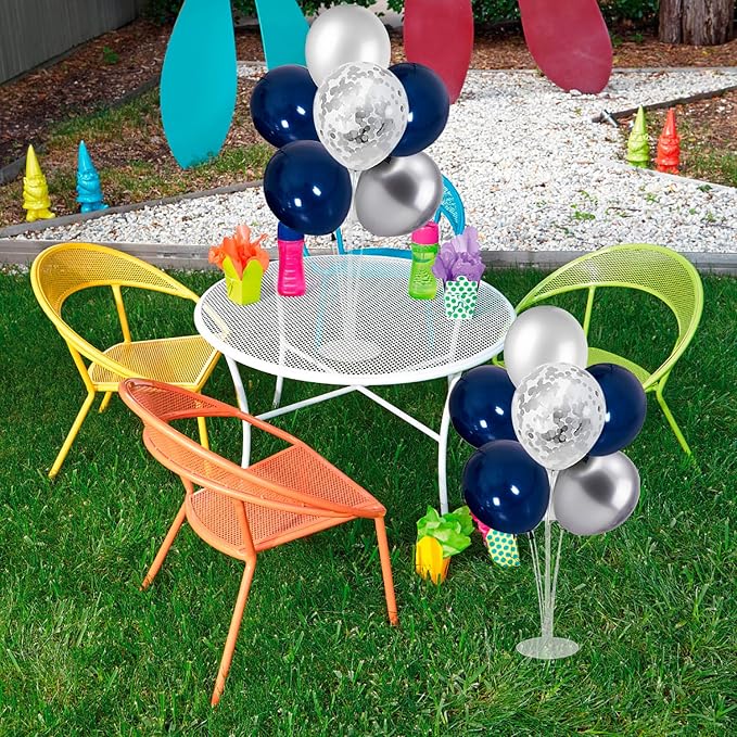 ZJDHPTY 4 Set Navy Blue Silver Balloon Stand Table Centerpieces Party Decor | - Image 8