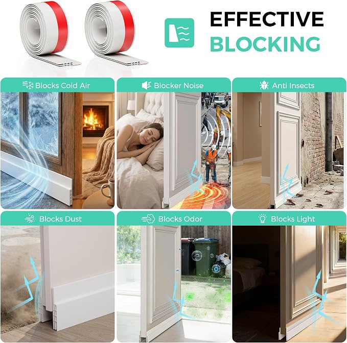 Hojoy Under Door Draft Stopper, Door Weather Stripping Door Seal, 6 Pack | - Image 3