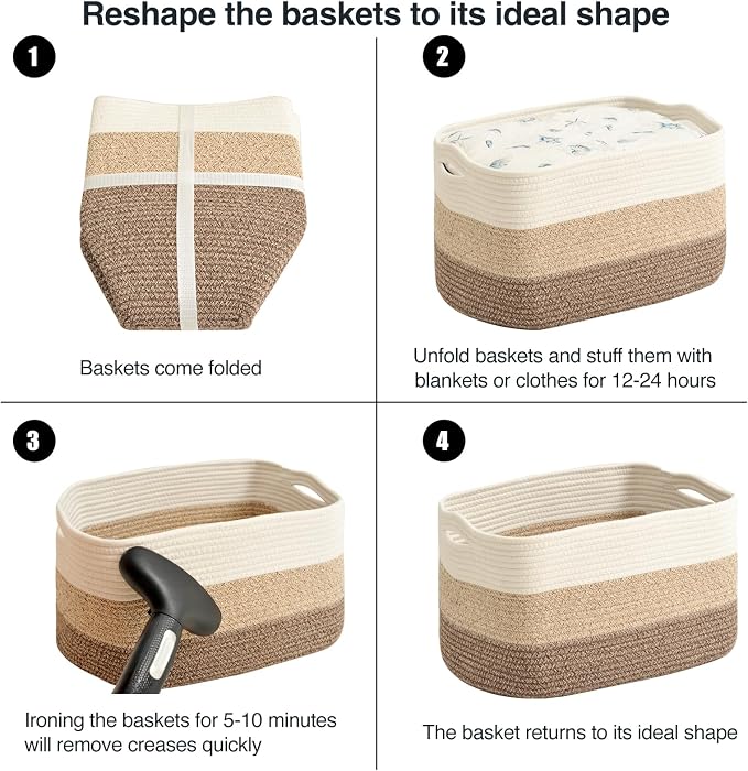 ICERZCZ Large Storage Baskets for Organizing Shelves, Woven Cotton Rope Bins - Image 7