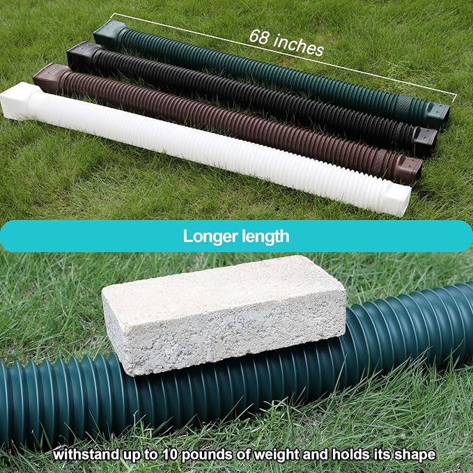 plusgutter Green-2pack Rain Gutter Downspout Extensions Flexible, Drain - Image 3