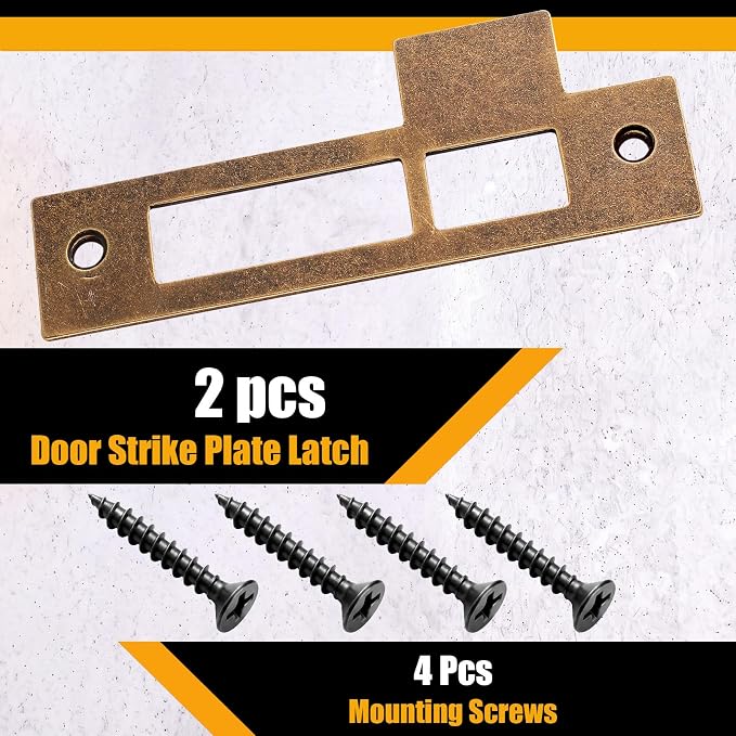 2pcs 4-3/8inch Antique Brass Door Strike Plate Latch - Image 3