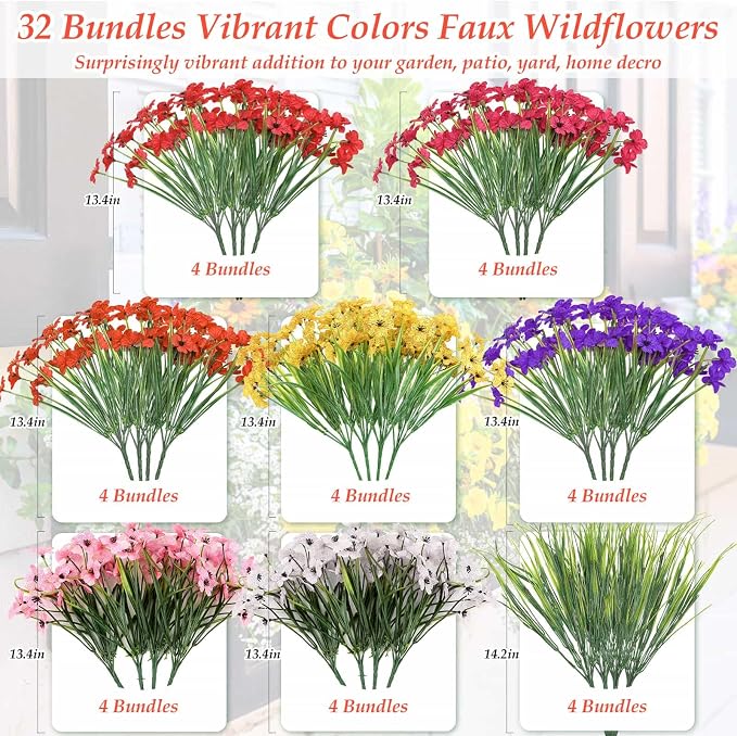 32 Bundles Artificial Spring Summer Flowers Bulk - Image 7