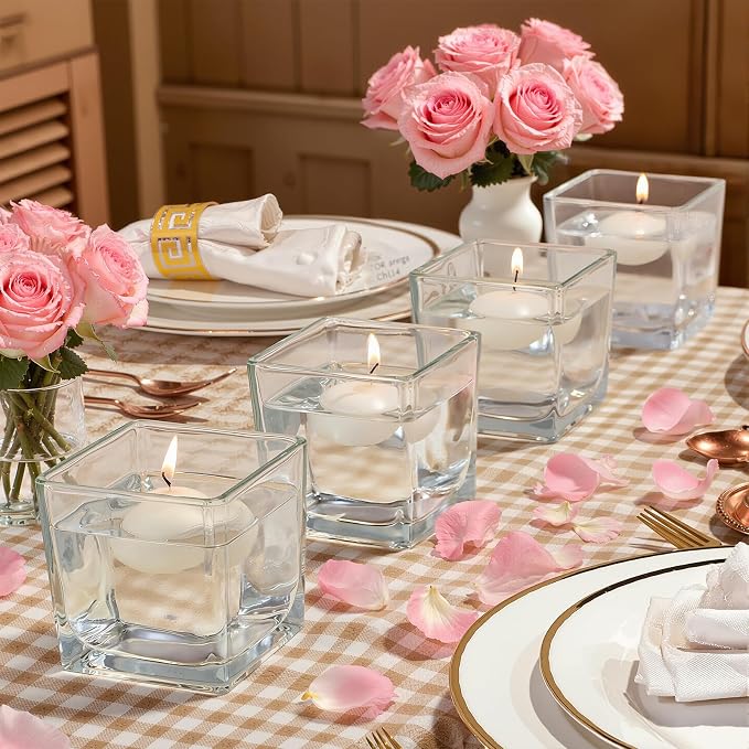 CONNOO 9 Pack 4" x 4" x 4" Clear Square Glass Vase - Image 6