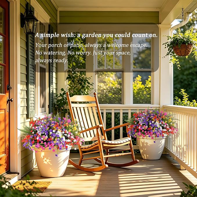 24PCS Artificial Outdoor Flowers, UV Resistant Plastic Flowers | - Image 7