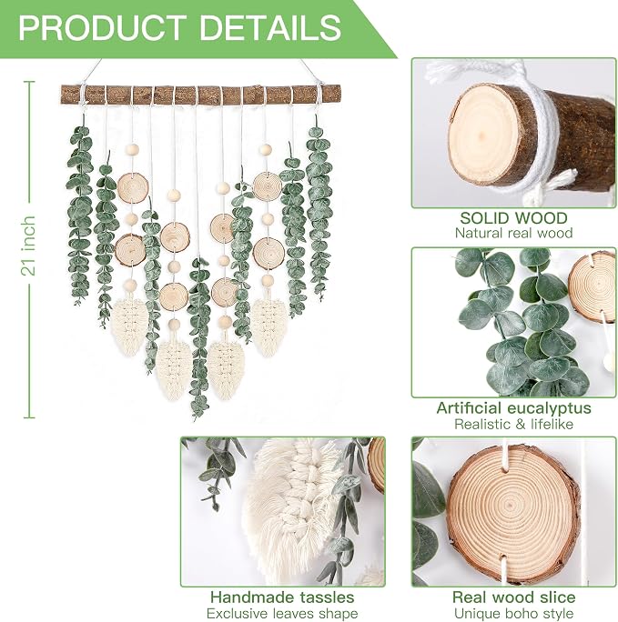 Sggvecsy 21’’ Eucalyptus Wall Hanging Decor Artificial Eucalyptus Plant Fake - Image 6