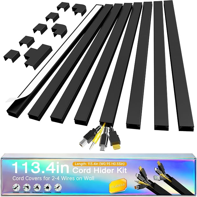 Cord Hider Kit, 113.4in Cord Covers by Wuitaouy