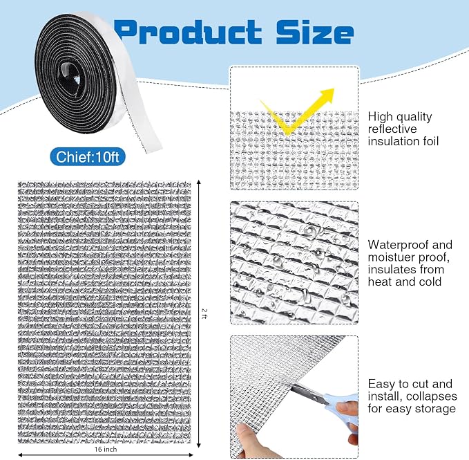 Frienda Rv Window Reflective Cover Camper Insulation Roll 16inchx2ft | Double - Image 2