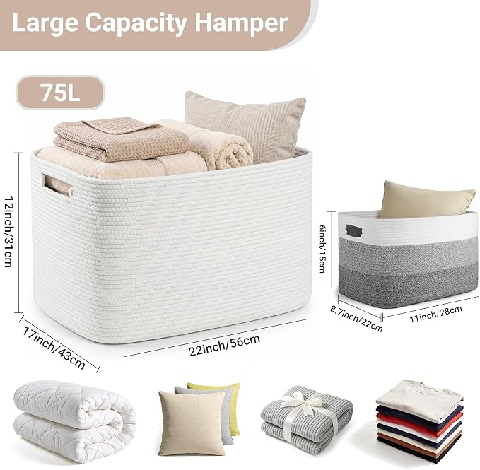 Large Laundry Basket/Hamper, Toy Storage, Baby Blanket Basket, - Image 2